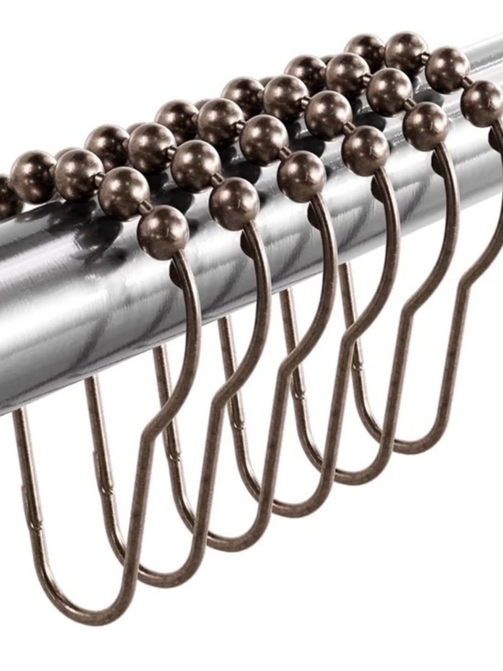 🫶🏻 Antique Bronze Shower Curtain Hooks - Ball-Top Metal Rings